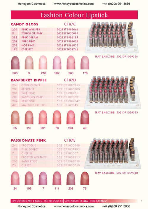 Borghese Lipstick Color Chart