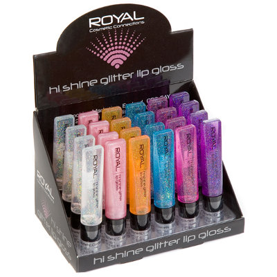 Royal Hi Shine Glitter Lip Gloss Tubes 10ml (24 UNITS)