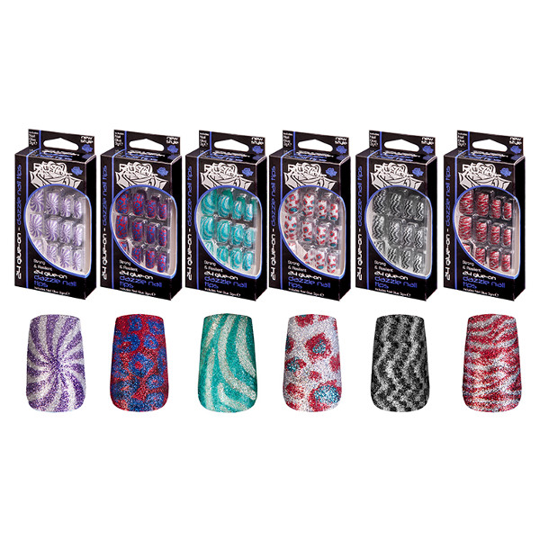 Royal 24 Dazzle Nail Tips Assorted Pattern With Glue (12 UNITS)