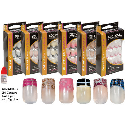 Royal 24 Couture Nail Tips With 3g Nail Glue (12 UNITS)