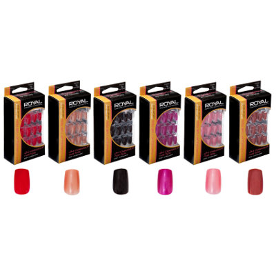 Royal 24 Classique Pre-Coloured Nail Tips With Glue (12 UNITS)