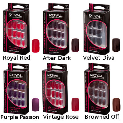 Royal 24 Classique Berry's Pre-Coloured Nail Tips (12 UNITS)