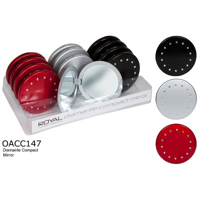 Royal Cosmetic Connections Diamante Compact Mirror (12 UNITS)