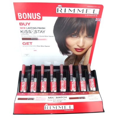 Rimmel Lasting Finish Kiss & Stay Lipgloss With Bonus (16 UNITS)