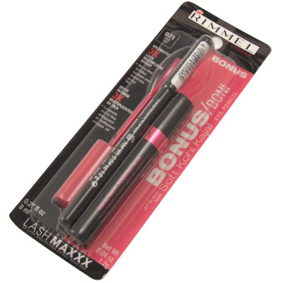 Rimmel Lash Maxxx Black Mascara With Eye Pencil CARDED (3 UNITS)