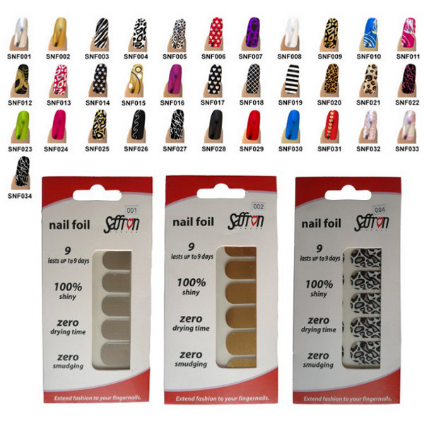 Saffron Nail Foil - 16 Adhesive Nail Foils Per Pack (12 UNITS)