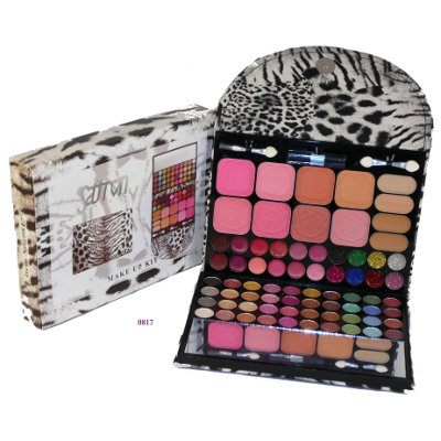 Saffron Zebra Print Make Up Kit With Mirror 97g (6 UNITS)