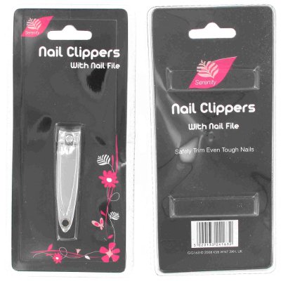 Serenity Nail Clippers With Nail File CARDED (24 UNITS)