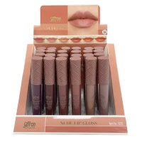Saffron London Matte Nude Lip Gloss Tray B - (24 UNITS)