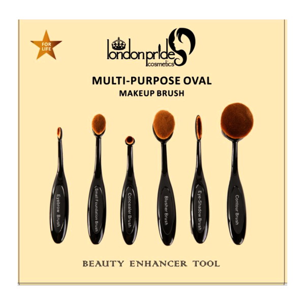 London Pride Multi-Purpose Oval 6pc Makeup Brush Set (EACH) - Click Image to Close