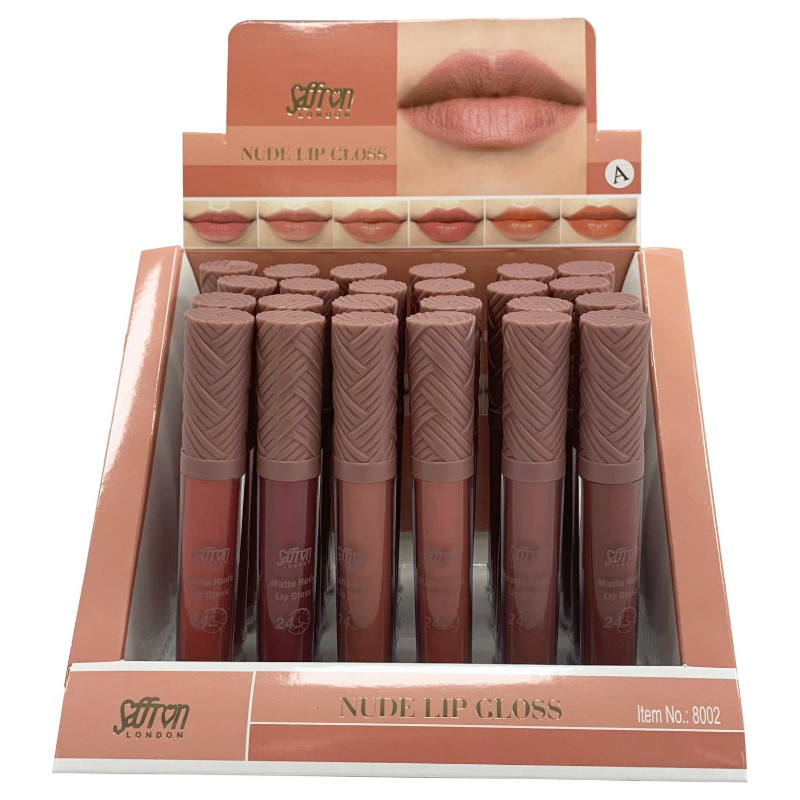 Saffron London Matte Nude Lip Gloss - Tray A (24 UNITS) - Click Image to Close