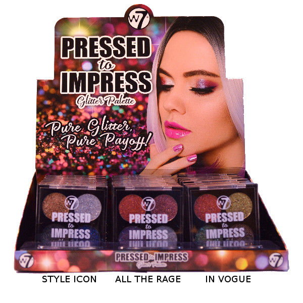 W7 Pressed To Impress Glitter Palette 4x1g BULK (96 UNITS) - Click Image to Close